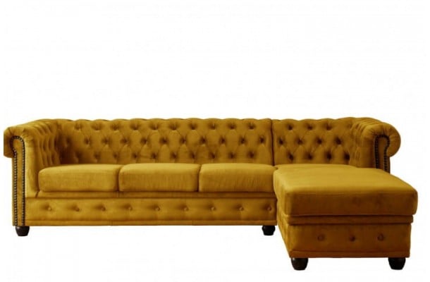 Narożnik pięcioosobowy pikowany Chesterfield FELIX 3+OT