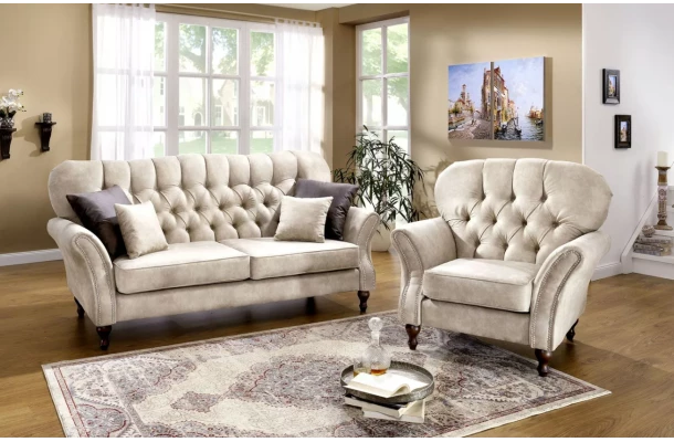 Sofa trzyosobowa pikowana glamour Chesterfield  BOGOTA