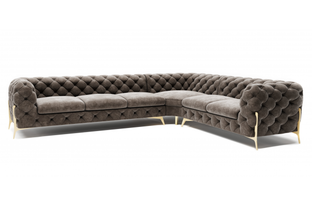 Narożnik sześcioosobowy pikowany glamour Chesterfield TEO HIGH 3+E+2