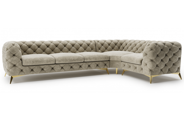 Narożnik pięcioosobowy luksusowy pikowany Chesterfield TEO 3+E+1