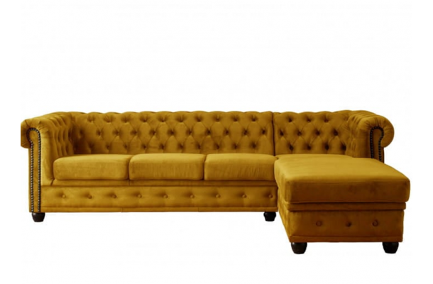 Narożnik pięcioosobowy z funkcją spania pikowany Chesterfield FELIX 3+OT