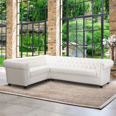 Narożnik sześcioosobowy pikowany Chesterfield SYDNEY 2+E+3