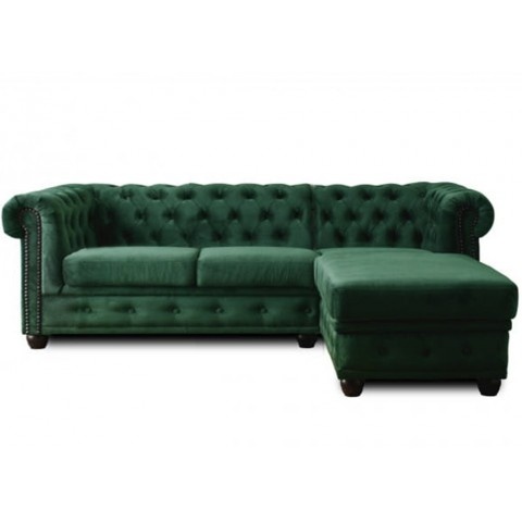 Narożnik czteroosobowy pikowany z funkcją spania Chesterfield FELIX 2+OT