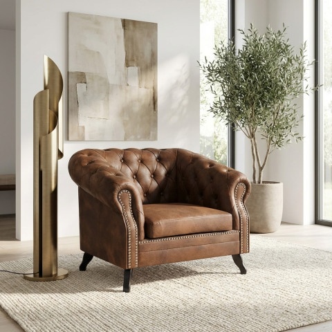 Fotel pikowany Chesterfield Gowel