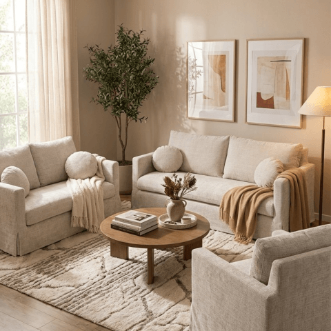 Zestaw mebli nowoczesnych 3+2+1 Nerio - zdejmowane pokrowce