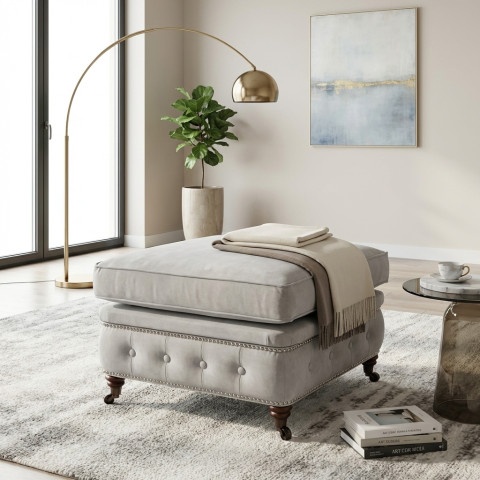 Puf pikowany glamour 75x70 VINCENT