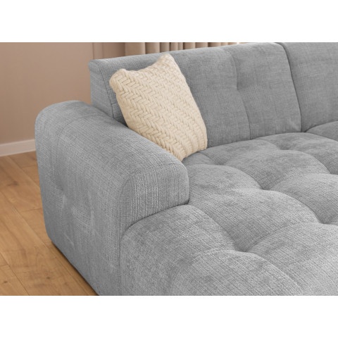 Narożnik Imperial L-kształtny szara tkanina - pikowana sofa narożna do salonu