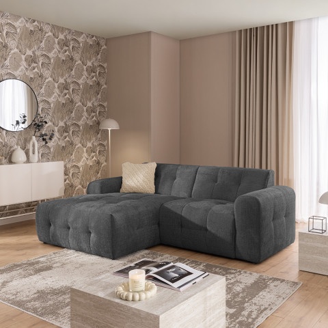 Narożnik Imperial L-kształtny ciemnoszary - pikowana sofa narożna do salonu