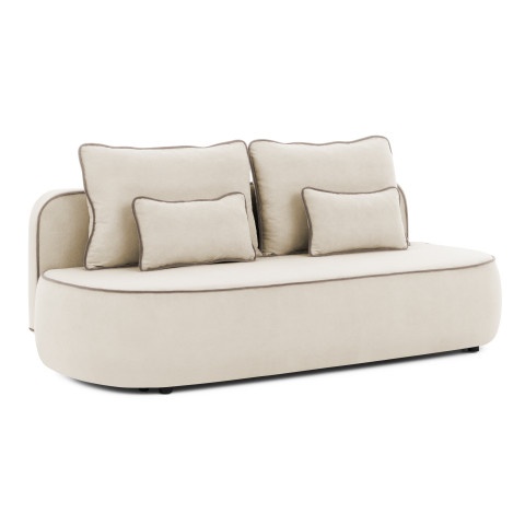 Rozkładana sofa trzyosobowa Bali z lamówka beżowy plusz z funkcją spania