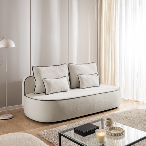 Rozkładana Sofa z funkcją spania Bali szara pluszowa kanapa do salonu