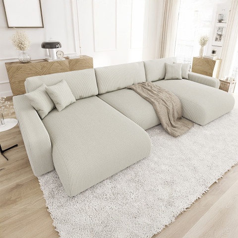 Duży Narożnik U z funkcją spania nowoczesny z poduszkami Sergio