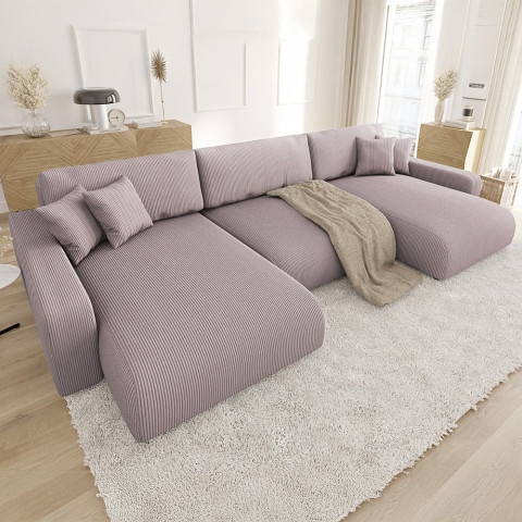 Narożnik z funkcją spania i pojemnikiem na pościel Sergio U sztruks