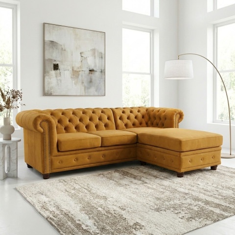 Narożnik czteroosobowy pikowany Chesterfield FELIX 2+OT