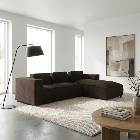 Narożnik L-kształtny ESMO z poduszkami nowoczesny ciemnobrązowy