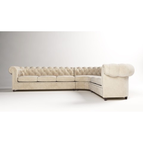 Narożnik sześcioosobowy pikowany Chesterfield SOLARIS 3+E+2