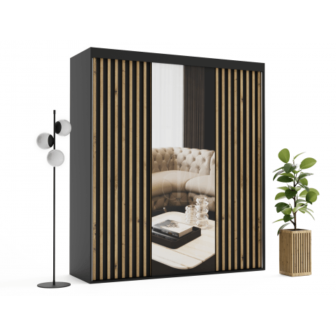 Szafa przesuwna trzydrzwiowa z lustrem i lamelami na wymiar IZAR