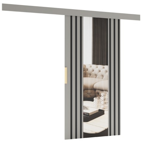 Drzwi przesuwne naścienne z lamelami i lustrem MONO