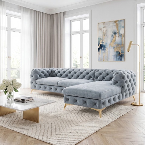 Narożnik czteroosobowy pikowany glamour Chesterfield TEO 2,5+OT