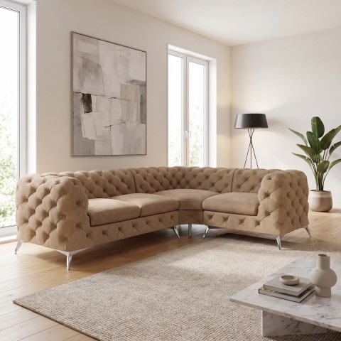 Narożnik czteroosobowy luksusowy pikowany Chesterfield TEO 2+E+1