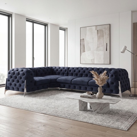 Narożnik pięcioosobowy pikowany Chesterfield glamour KALIFORNIA 1+E+3