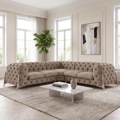 Narożnik pięcioosobowy pikowany glamour Chesterfield KALIFORNIA 2+E+2
