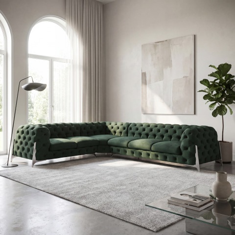 Narożnik sześcioosobowy pikowany glamour Chesterfield KALIFORNIA 2+E+3