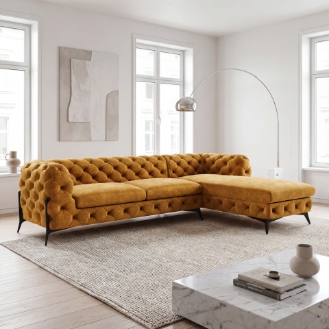 Narożnik pięcioosobowy pikowany glamour Chesterfield TEO HIGH 2,5+OT