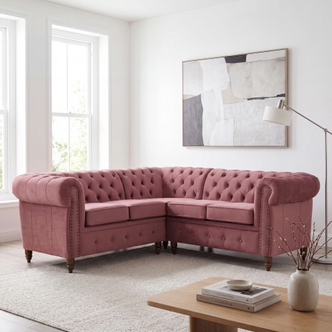 Narożnik pięcioosobowy z funkcją spania pikowany Chesterfield VINCENT