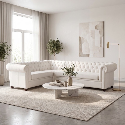 Narożnik sześcioosobowy pikowany Chesterfield SYDNEY 2+E+3