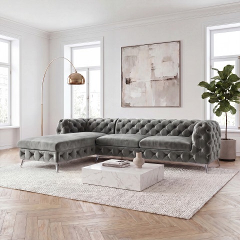 Narożnik czteroosobowy pikowany Chesterfield TEO OT+2