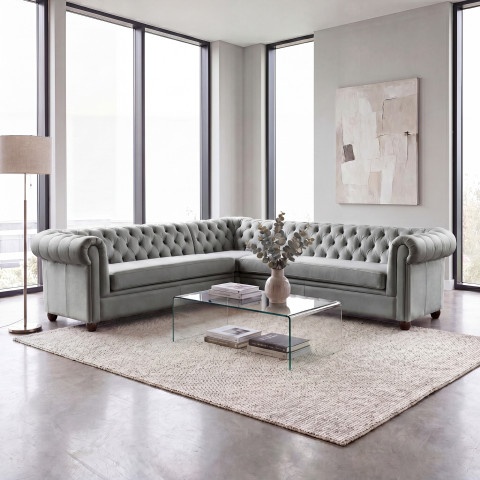 Narożnik siedmioosobowy pikowany Chesterfield SYDNEY 3+E+3
