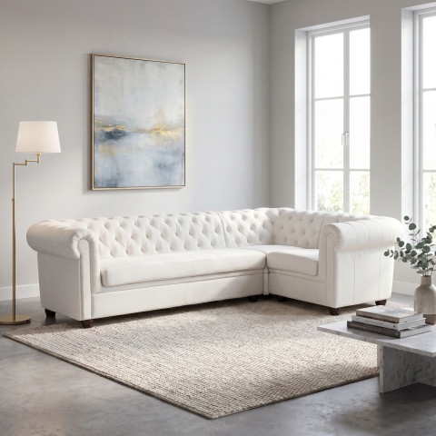 Narożnik pięcioosobowy pikowany Chesterfield SYDNEY 3+E+1