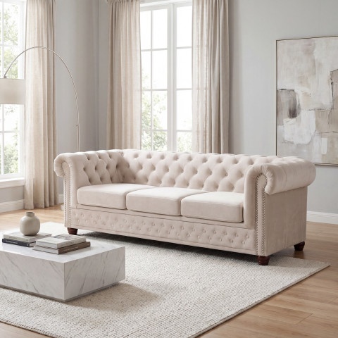 Sofa trzyosobowa pikowana Chesterfield FELIX 3