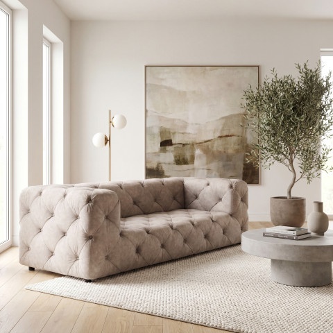 Sofa trzyosobowa pikowana premium Chesterfield BENTLEY