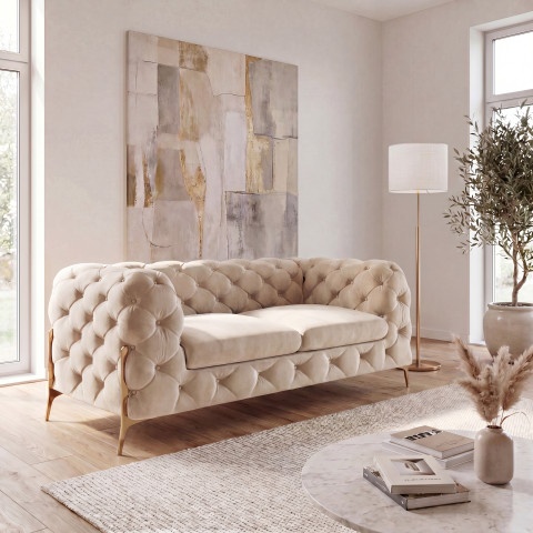 Sofa dwuosobowa pikowana glamour Chesterfield TEO HIGH 2