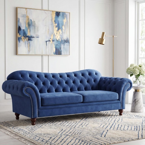Sofa trzyosobowa pikowana Chesterfield PARIS