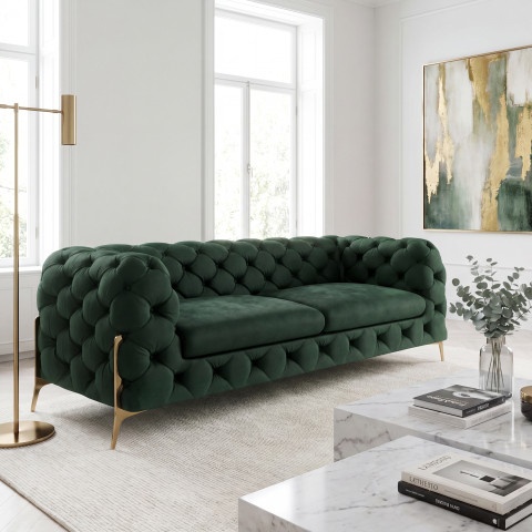 Sofa trzyosobowa pikowana glamour Chesterfield TEO HIGH 2,5