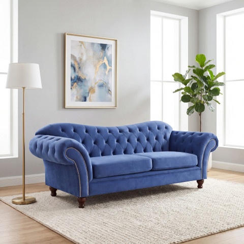 Sofa dwuosobowa z funkcją spania pikowana Chesterfield PARIS