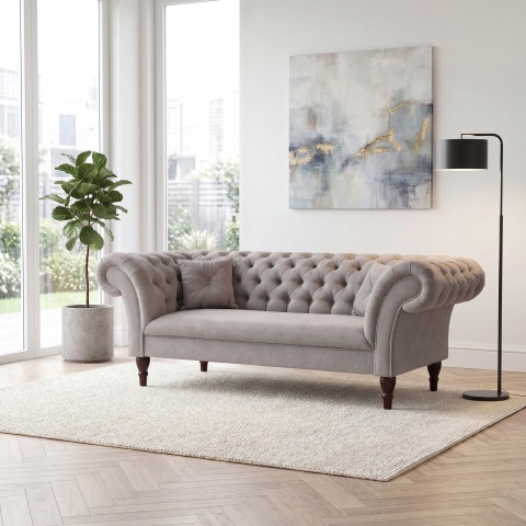 Sofa trzyosobowa pikowana Chesterfield PORTO