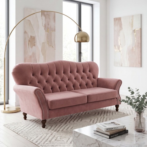 Sofa trzyosobowa pikowana glamour Chesterfield BOGOTA