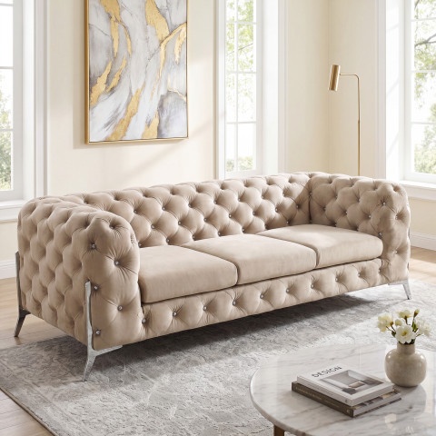 Sofa trzyosobowa pikowana glamour Chesterfield TEO HIGH BLINK 3