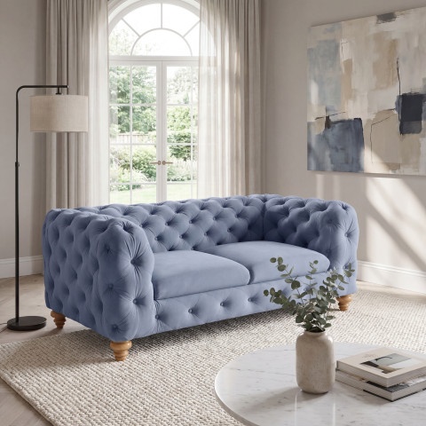 Sofa dwuosobowa pikowana TEO WOOD Chesterfield