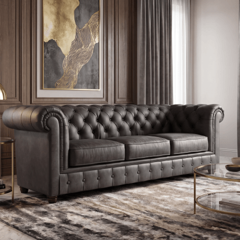 Sofa trzyosobowa pikowana Chesterfield SOLARIS 3