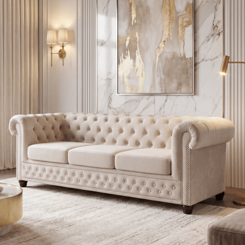Sofa trzyosobowa pikowana Chesterfield FELIX 3