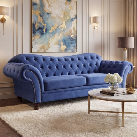 Sofa dwuosobowa z funkcją spania pikowana Chesterfield PARIS