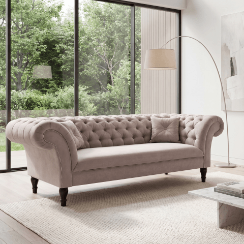Sofa trzyosobowa pikowana Chesterfield PORTO