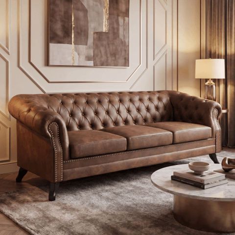 Sofa trzyosobowa pikowana Chesterfield GOWEL