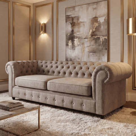 Sofa trzyosobowa pikowana Chesterfield VALENCIA