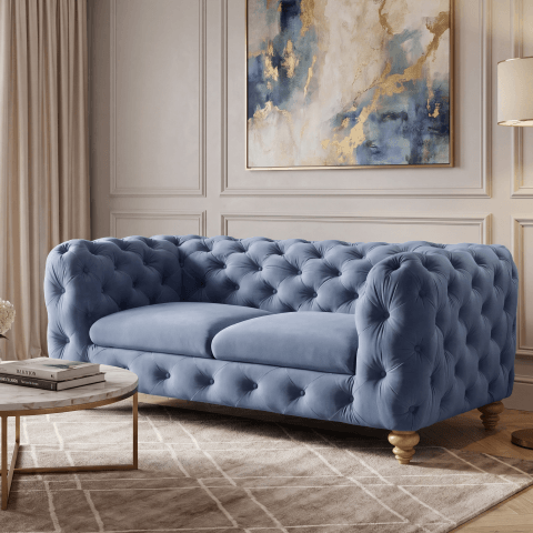 Sofa dwuosobowa pikowana TEO WOOD Chesterfield