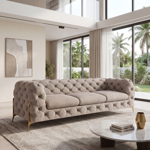 Sofa trzyosobowa pikowana glamour Chesterfield TEO HIGH 3